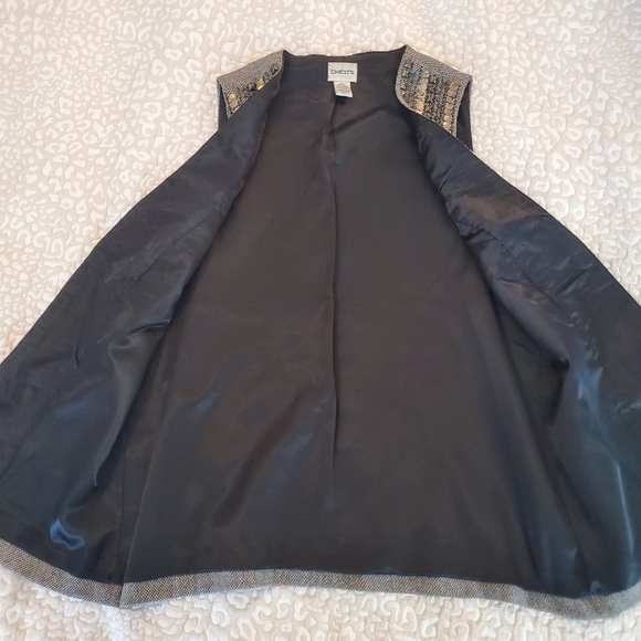 Chico's Grey Beaded Embellished Lined Wool Blend Vest Size 2 Large - Picture 5 of 6